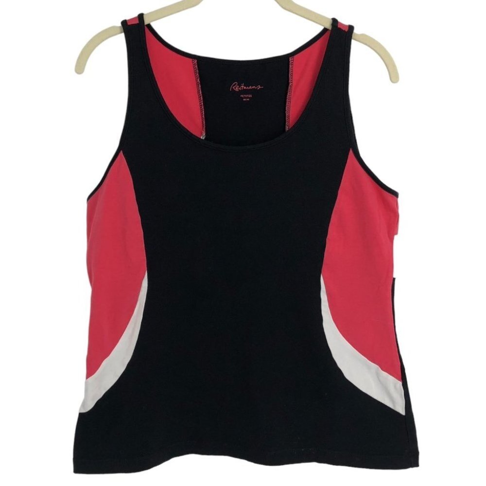 Reitman's Black, Red & White Round neck Athletic Muscle Tank Top size M Petite